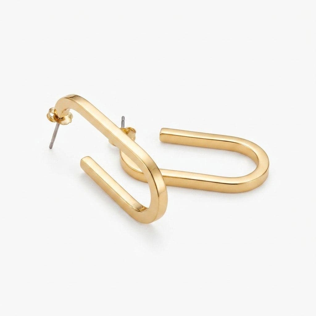 Gold Plated Brass J Earrings