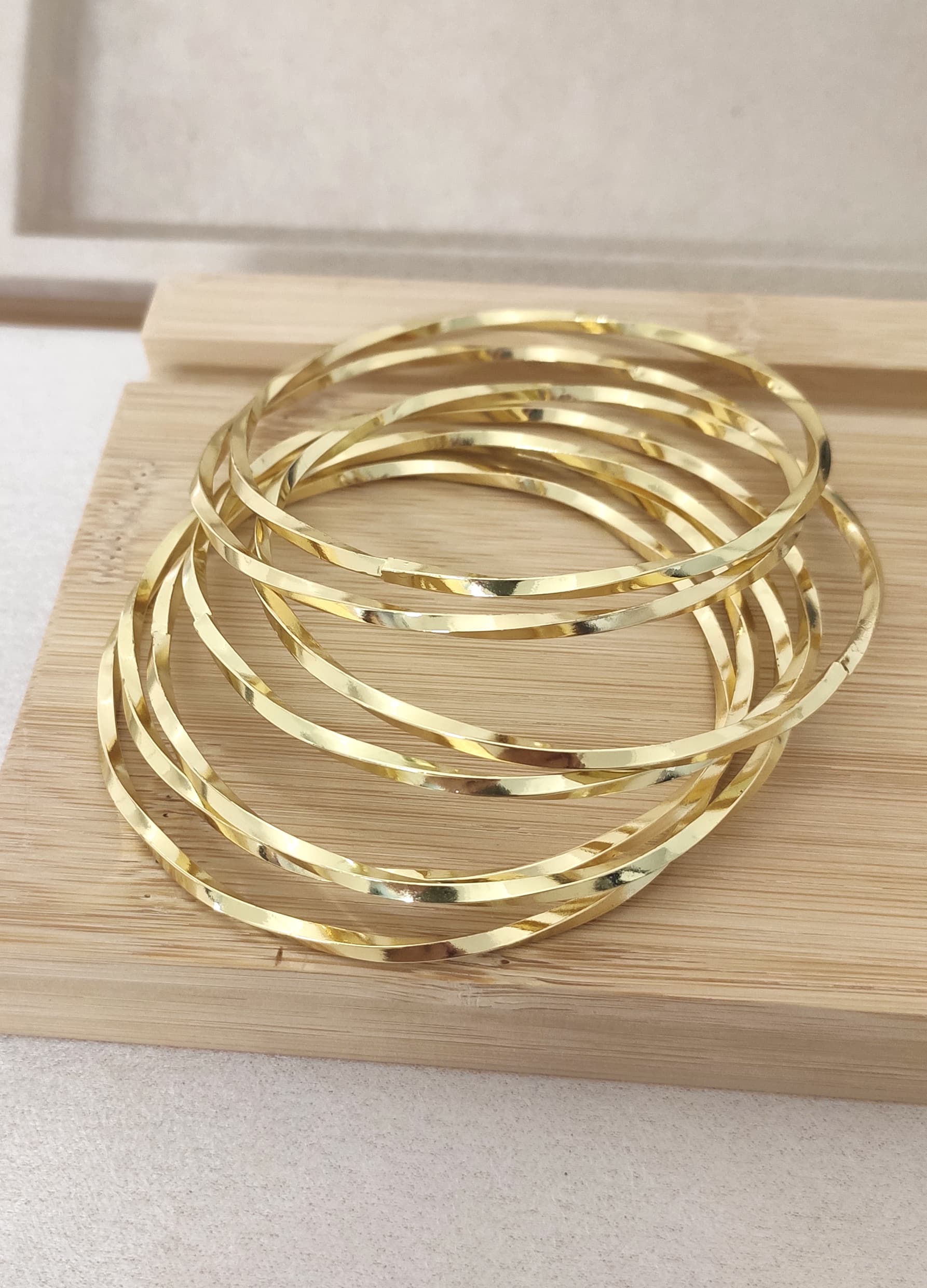 Gold Plated Brass Seven Pieces Fine Bracelet Set
