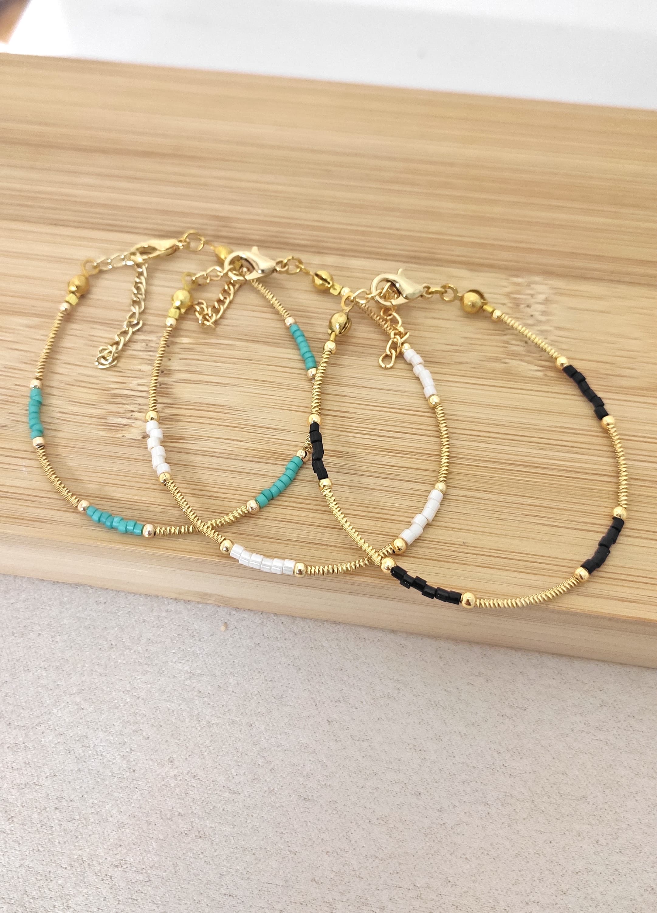 Gold-Plated Brass-Shaped Beads, Miyuki Bead Bracelet
