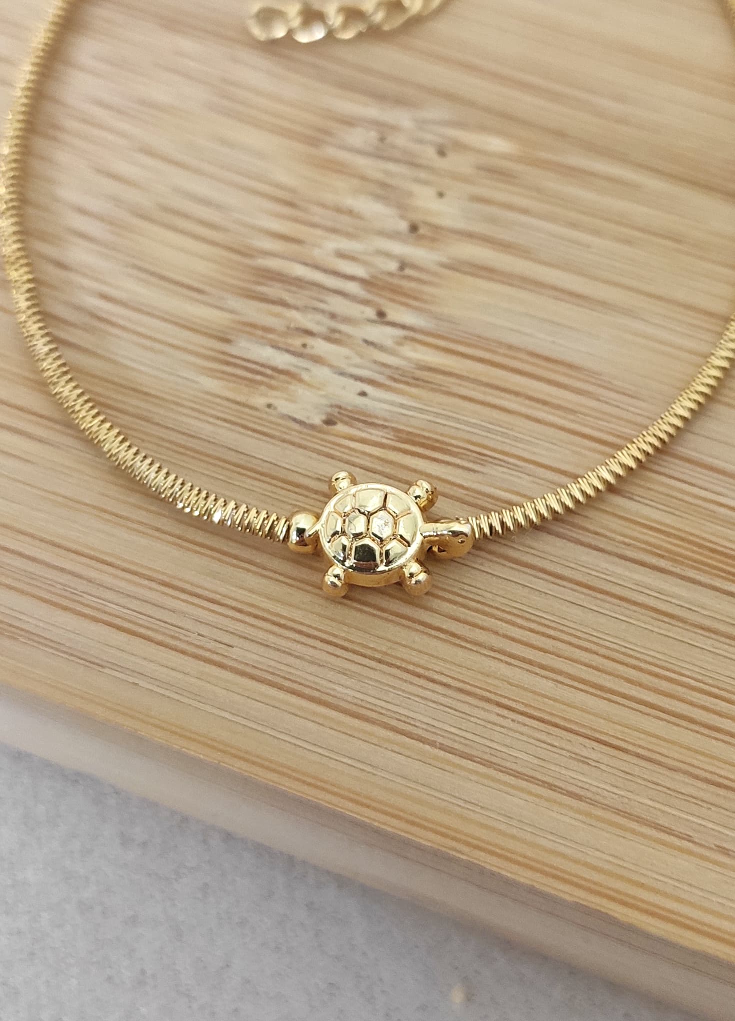 Gold-Plated Brass, Turtle-Detailed Bracelet