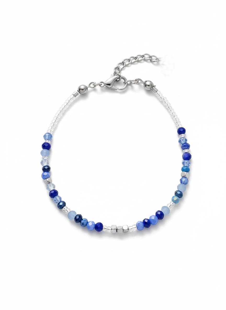 Miyuki Beaded Bracelet in White Gold Plated Brass