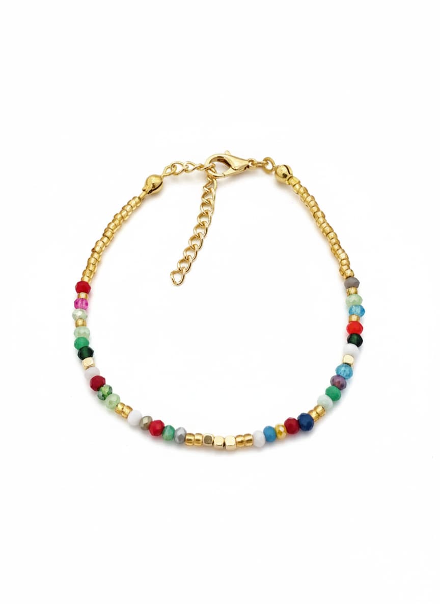 Miyuki Beaded Bracelet in White Gold Plated Brass