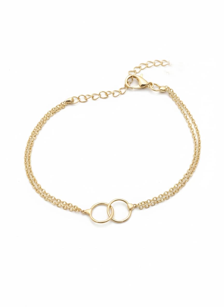 Gold Plated Brass Ring Detailed Bracelet
