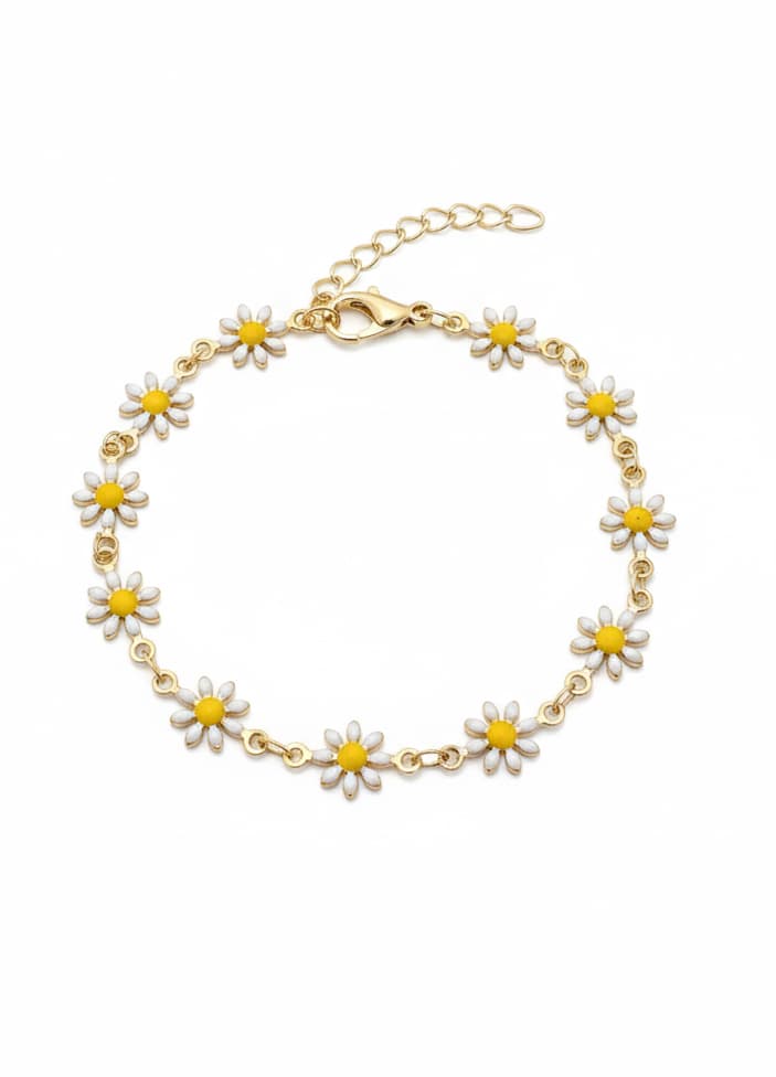 Gold-Plated Brass Daisy Bracelet