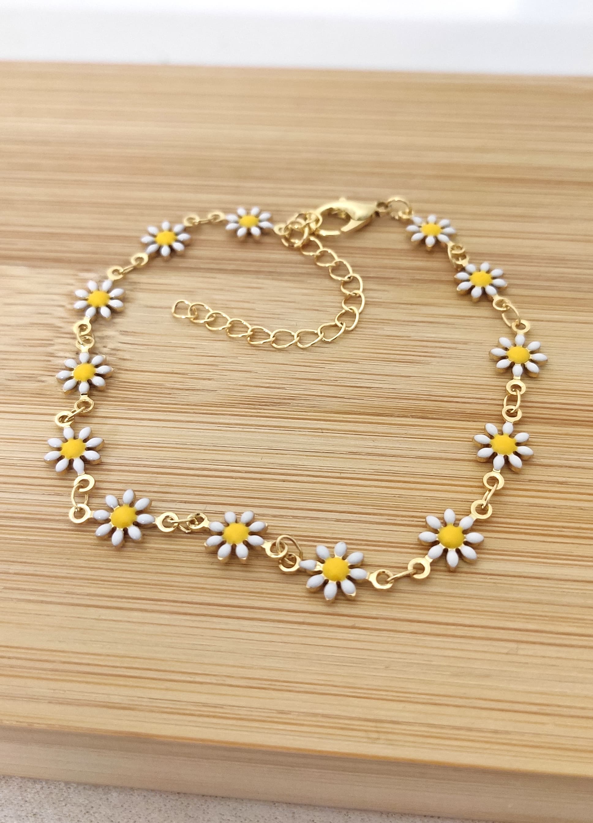 Brass with Gold Plating, Daisy Anklet