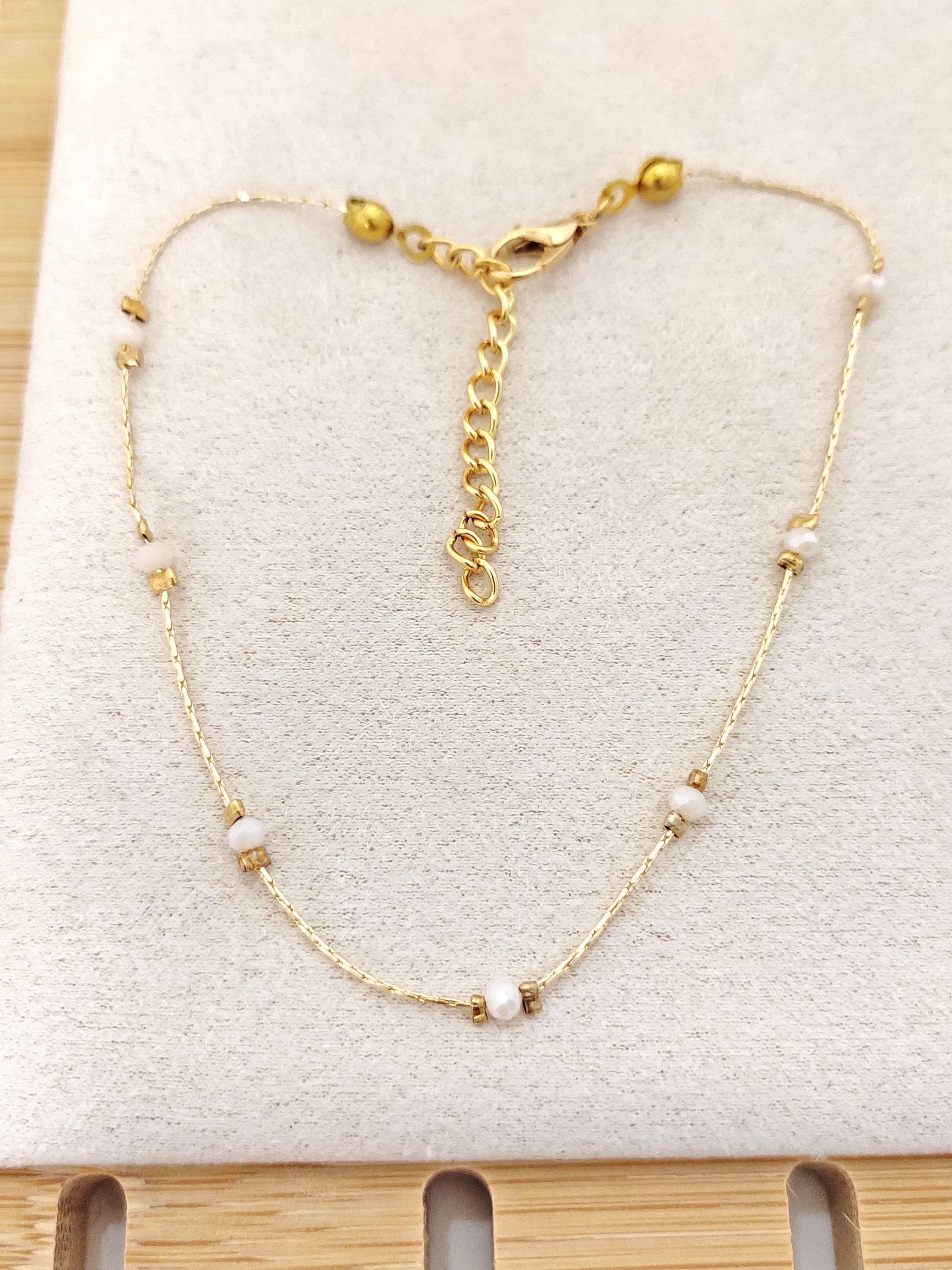 14 K goldplated brass, Cyrstal anklet