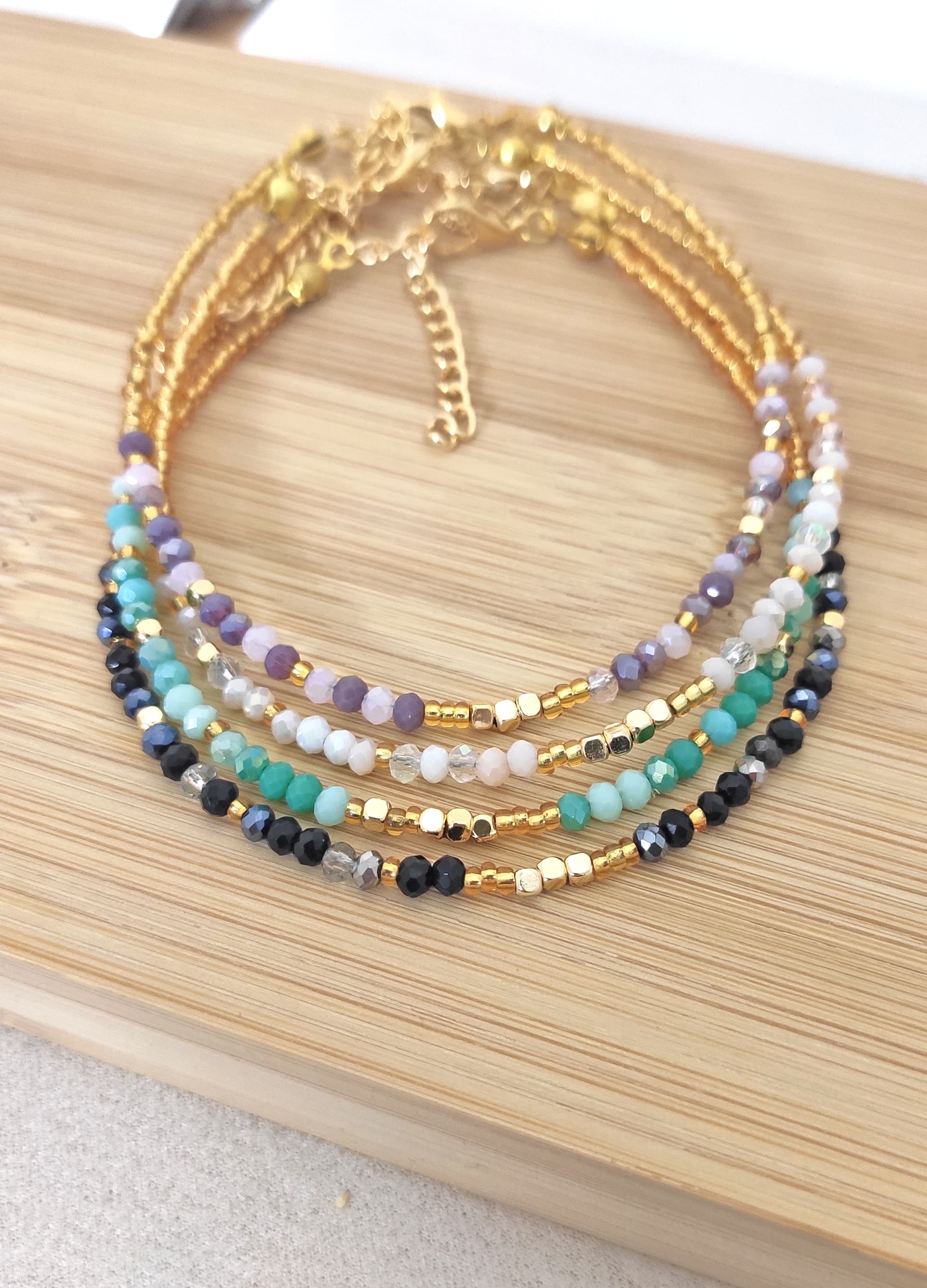 Cream Cyrstal Anklet