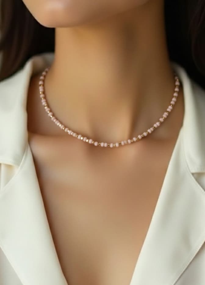 Gold Plated White Miyuki Necklace on Brass
