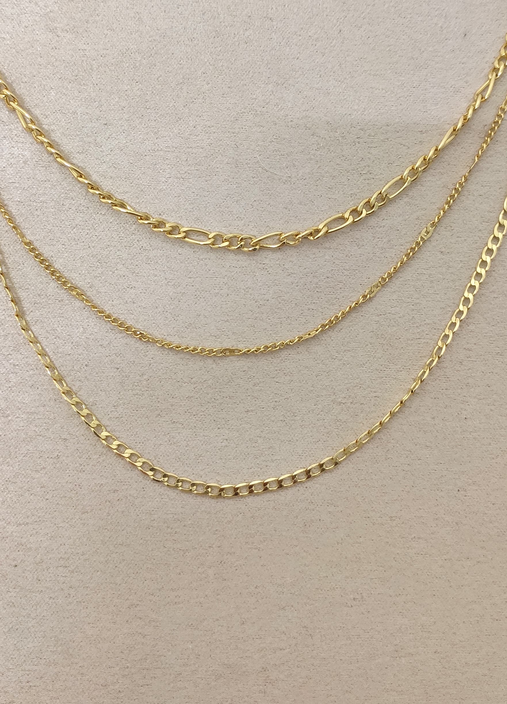 Gold Plated Brass Triple Necklace