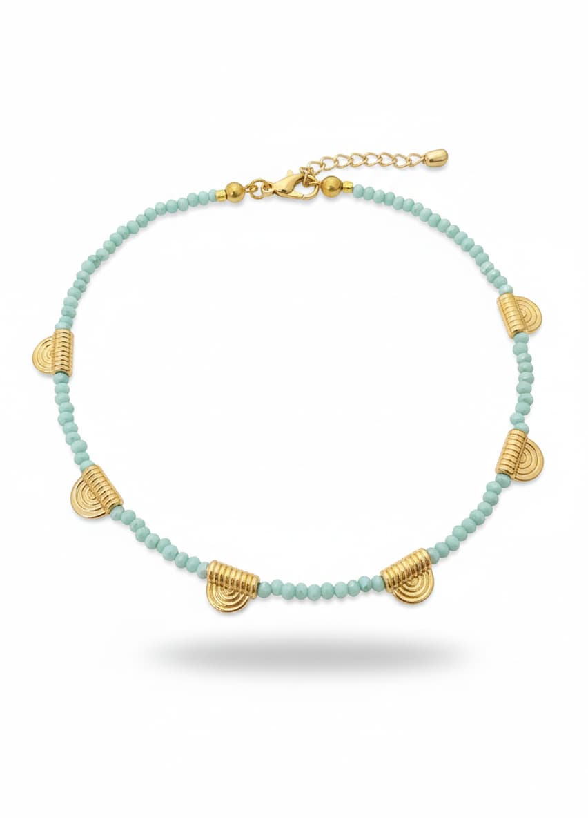 Brass Necklace with Gold Plating and Crystal Stone Accents