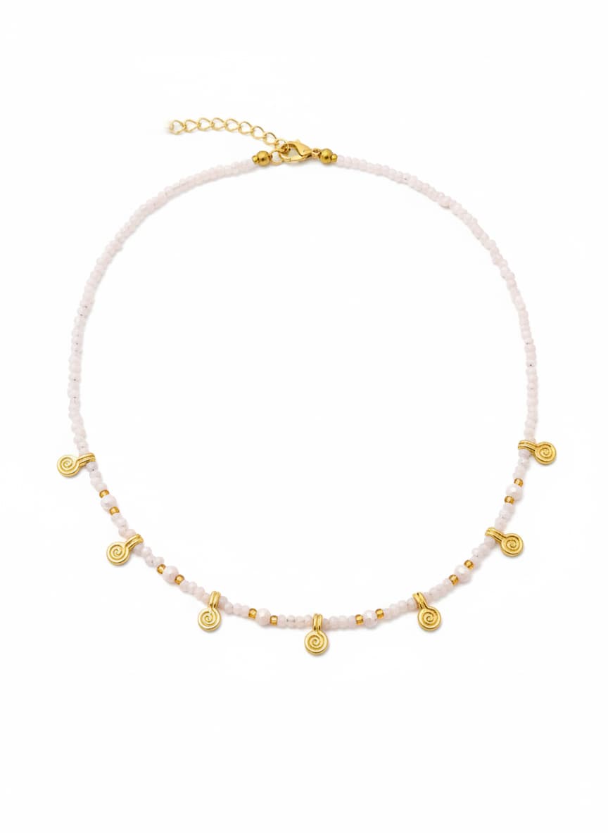 Brass Necklace with Gold Plating and Crystal Stone Accents