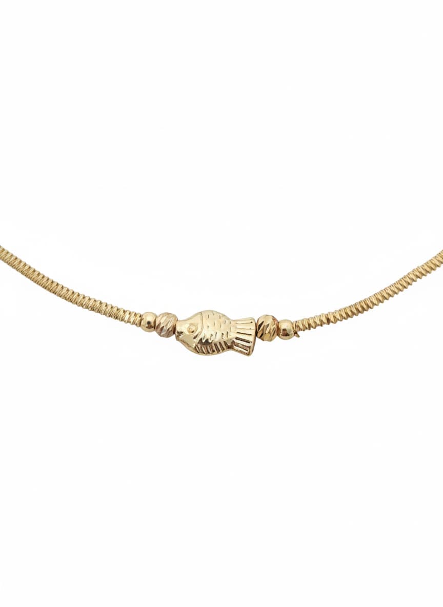 Brass Necklace with Gold Plating and Fish Details