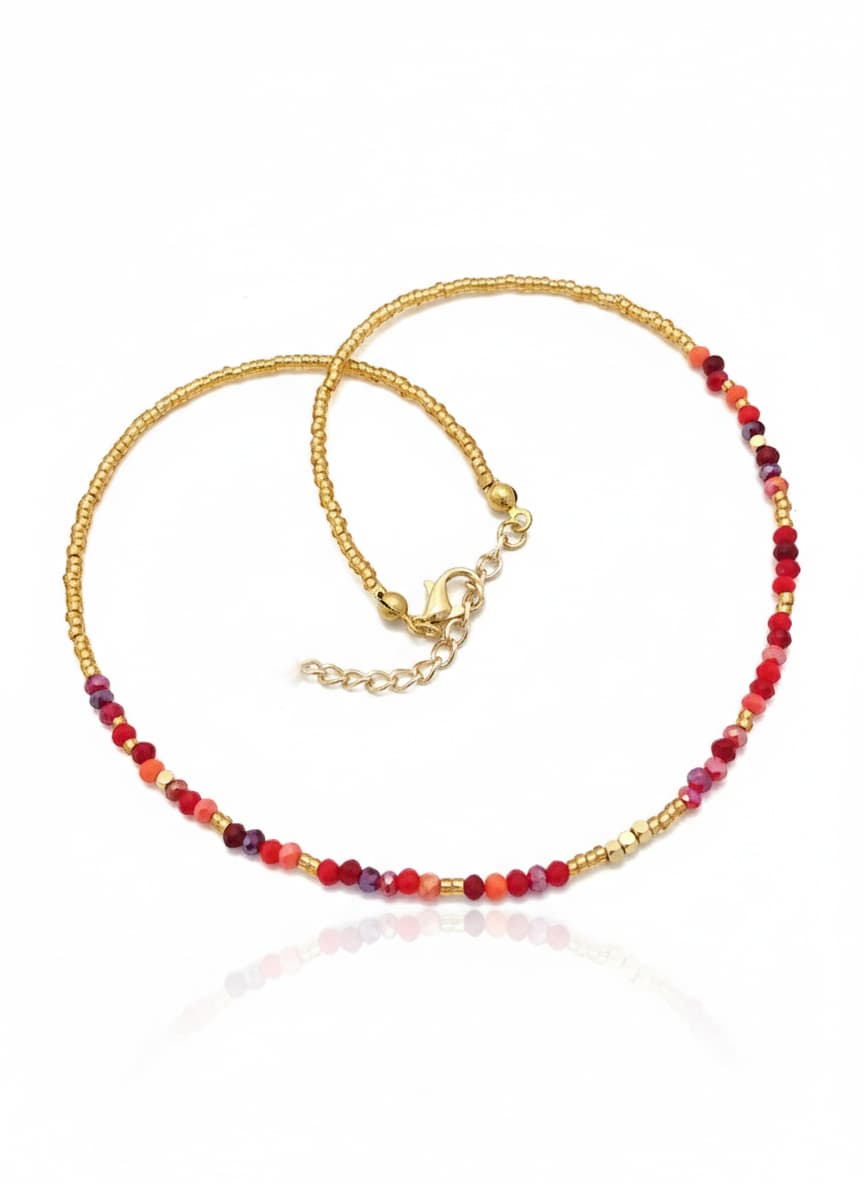 Gold Plated Brass Crystal Stone Necklace