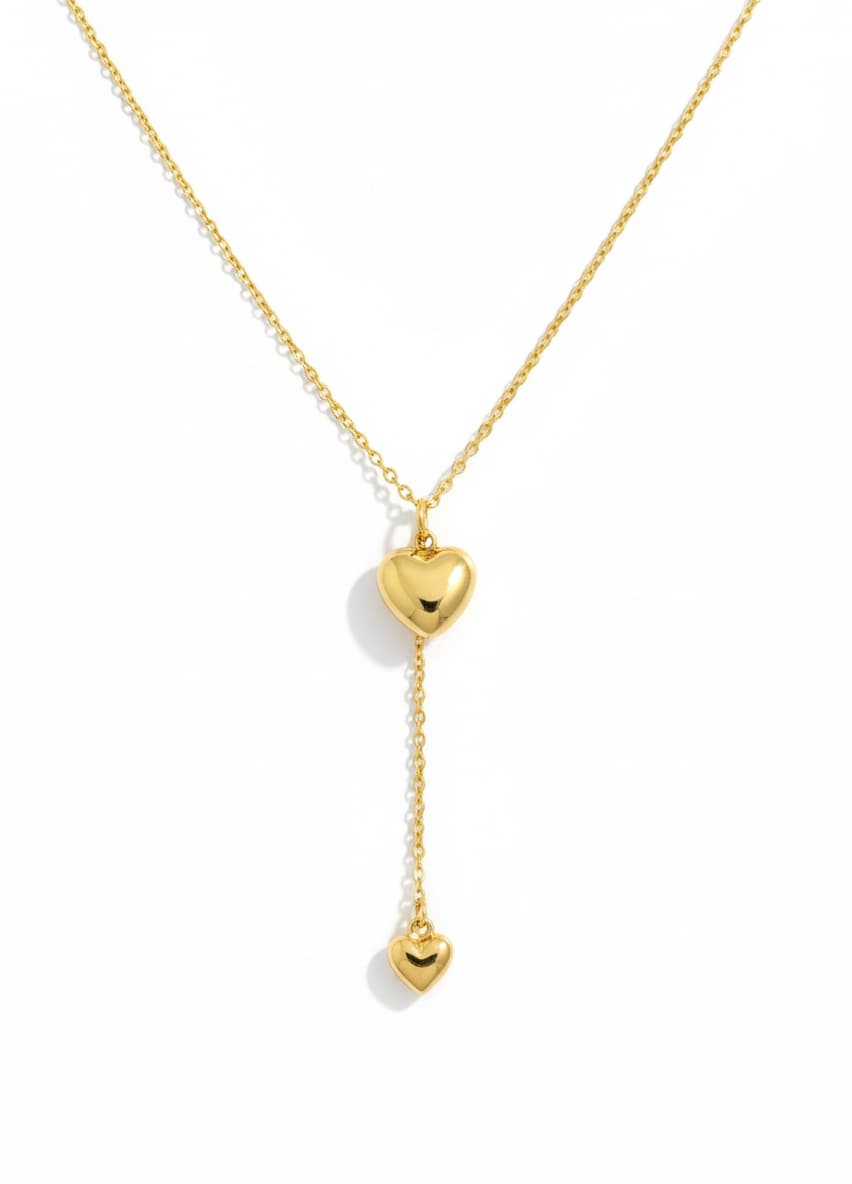 Gold-Plated Brass Heart Pendant Necklace