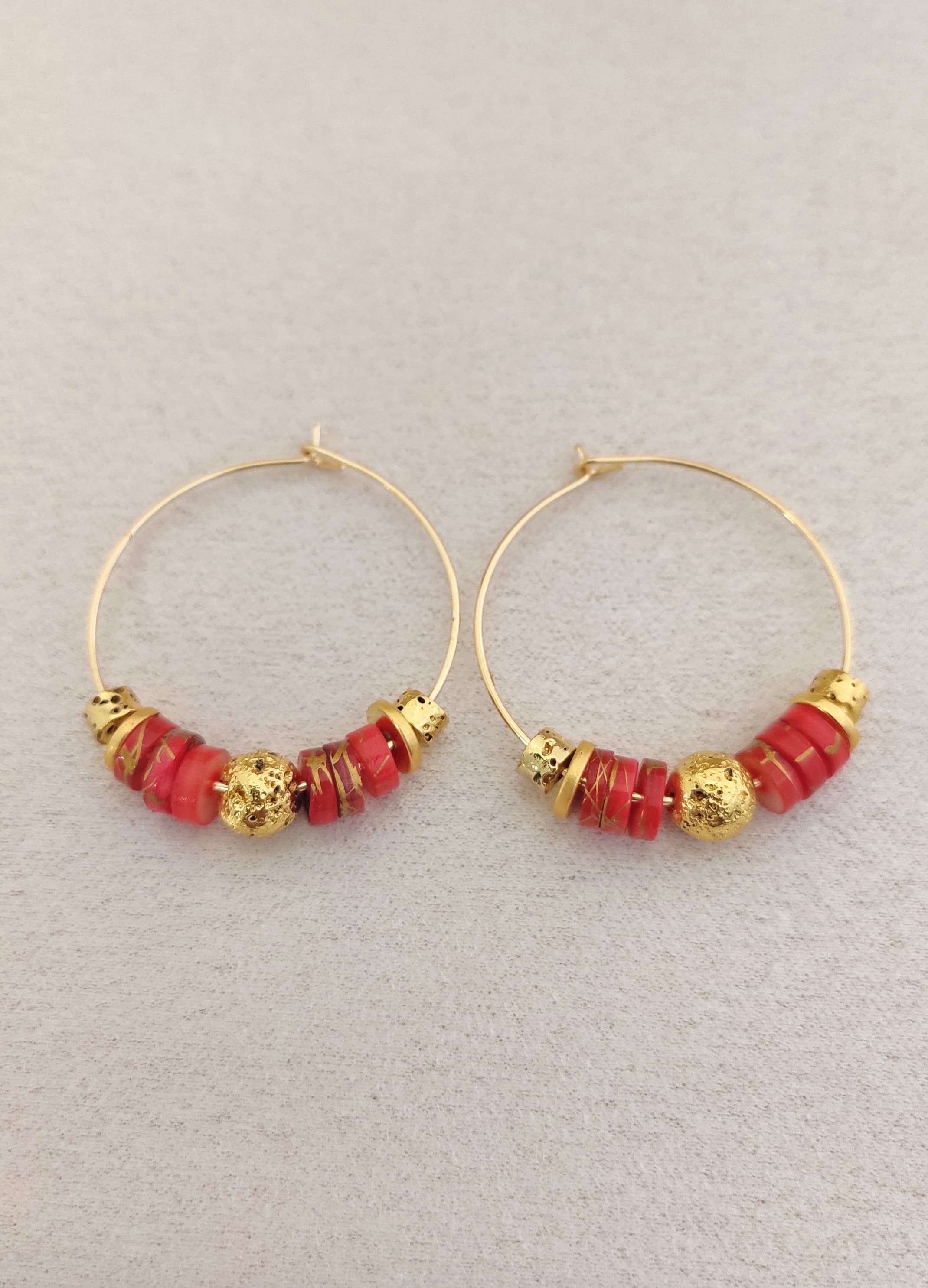 Gold-Plated Brass, Varasite, and Lava Stone Stud Earrings