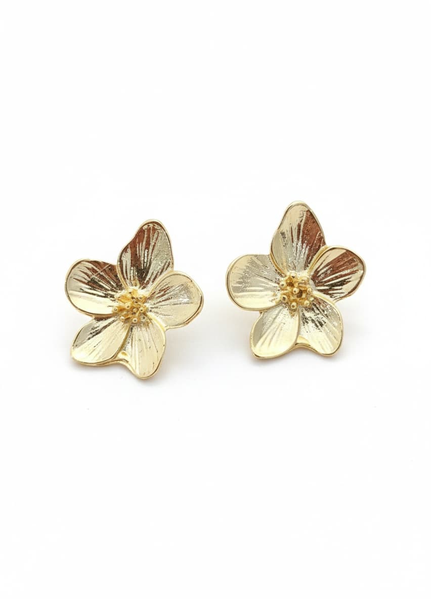 Gold Plated Daisy Model Stud Earrings on Brass