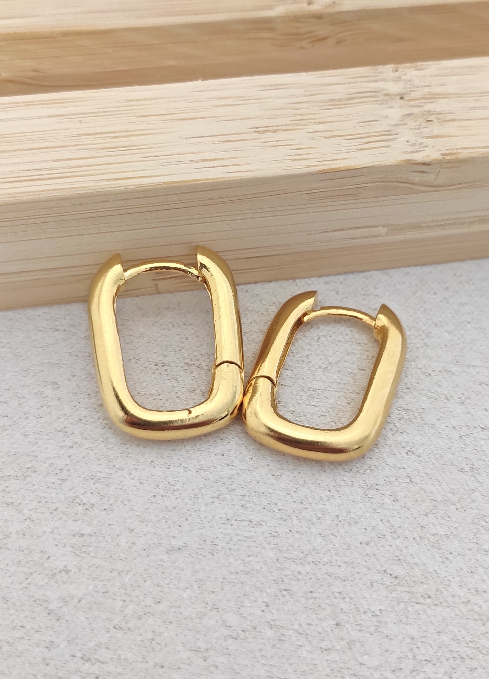 Gold Plated Brass Square Earrings