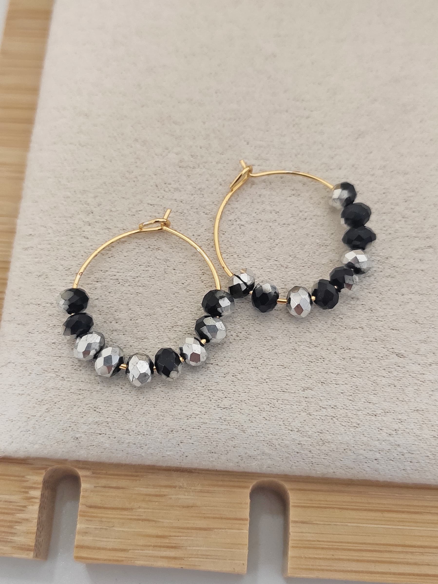 Gold Plated Brass Hoop Earring with Crystal Stone