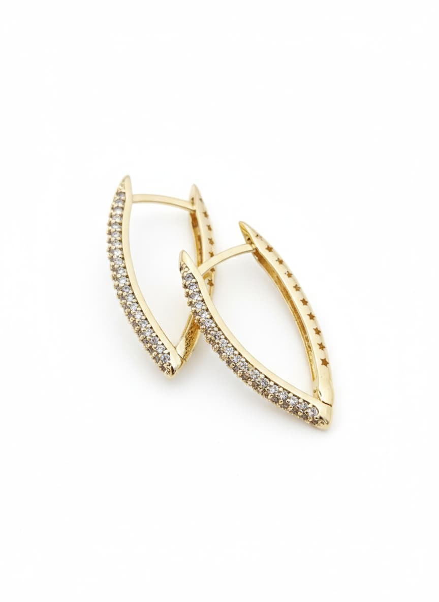 Gold Plated Zircon Stone Drop Earrings on Brass