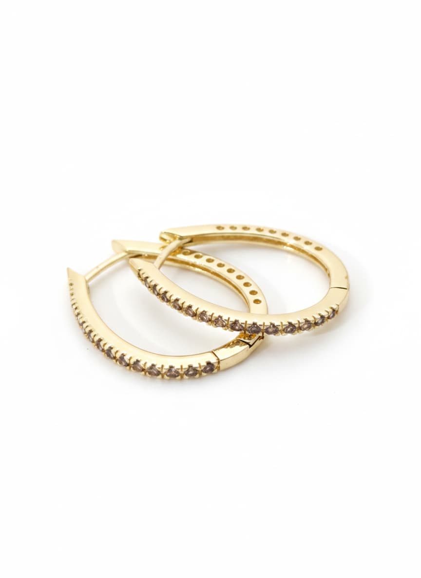 Gold Plated Zircon Stone Lined Drop Earrings on Brass
