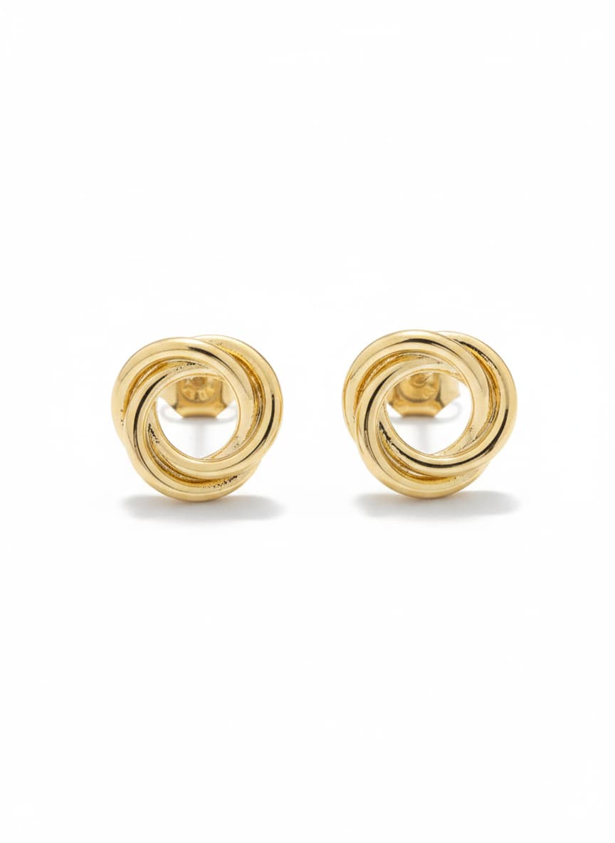 Gold Plated Brass Twist Model Stud Earrings