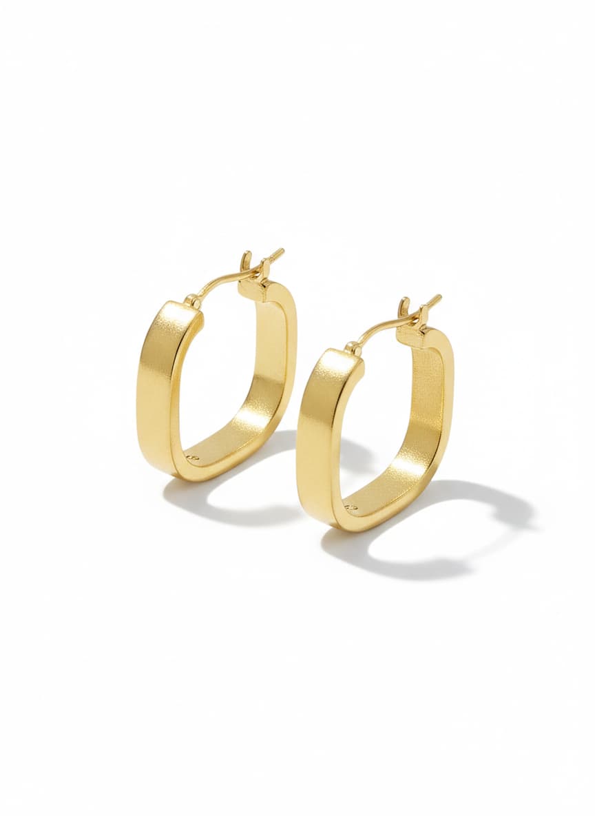 Gold Plated Square Earrings on Brass