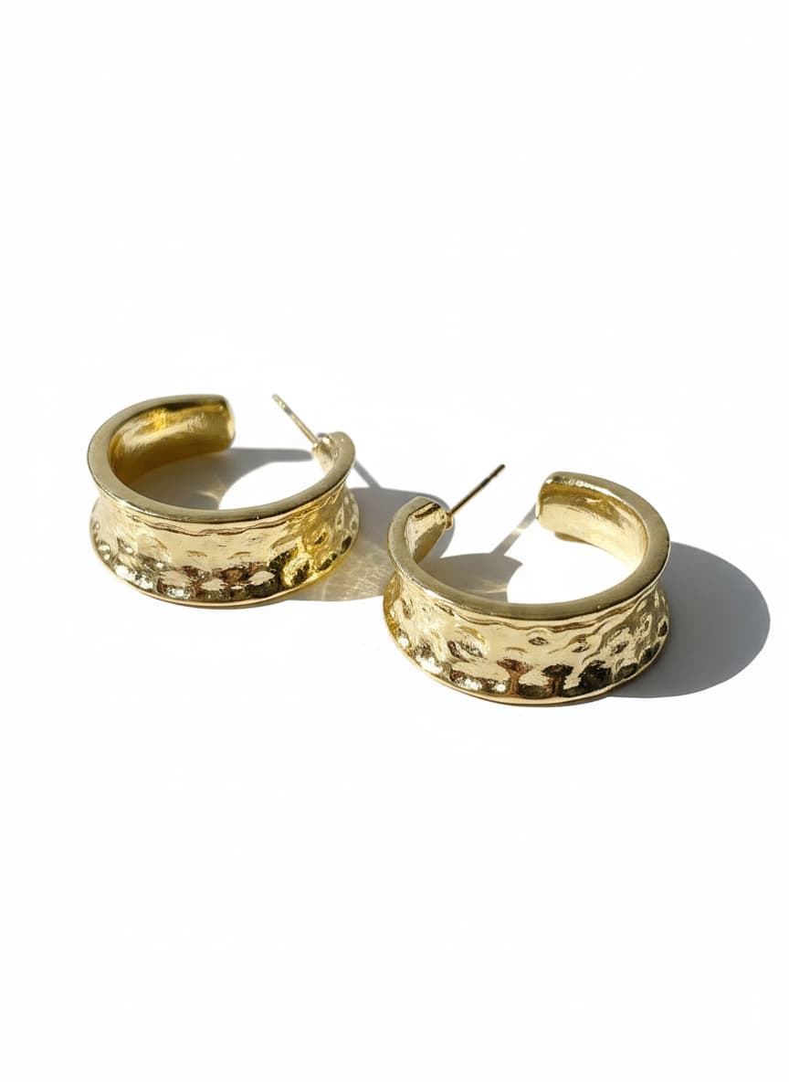Gold Plated Curved Earrings on Brass