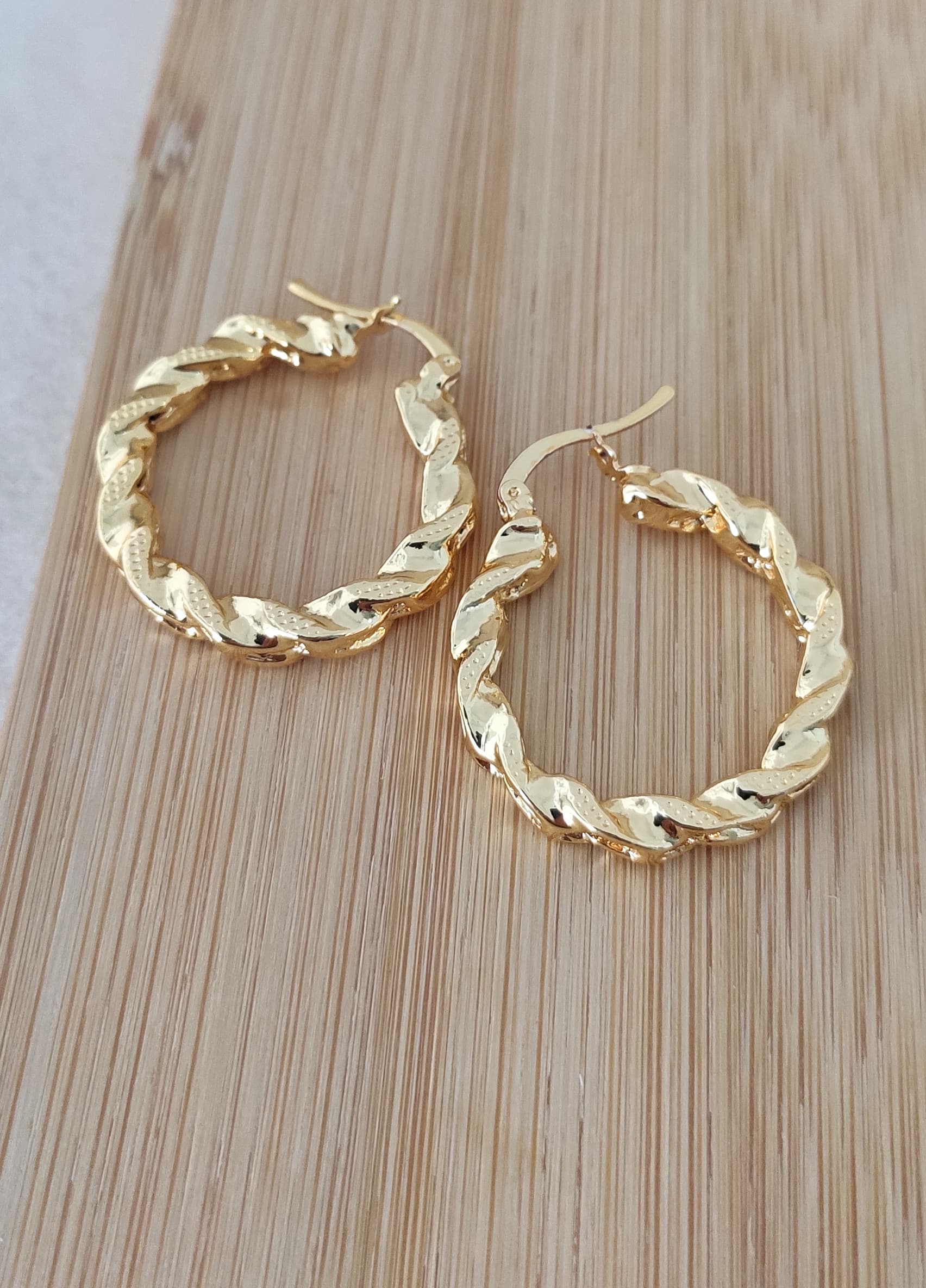 Gold-Plated Brass, Coiled Hoop Earrings