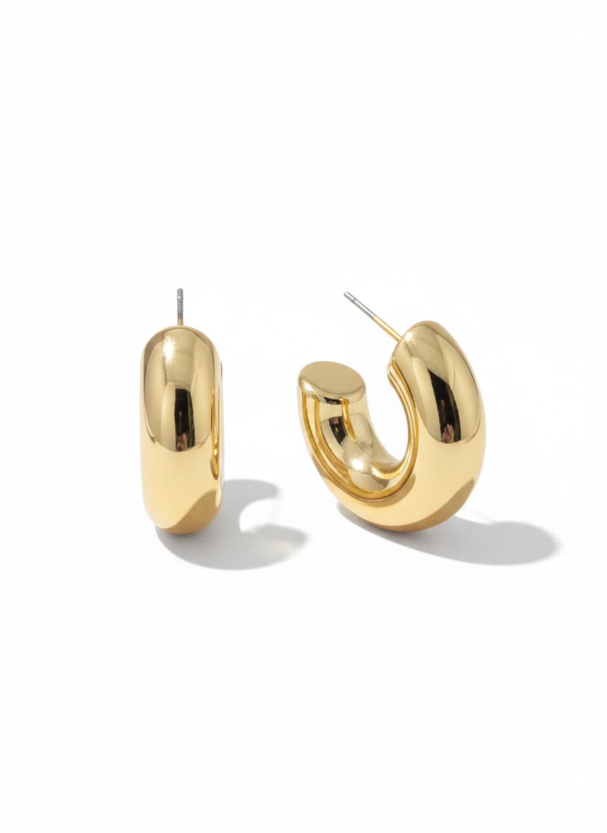 Gold Plated Snorkel Hoop Earring on Brass