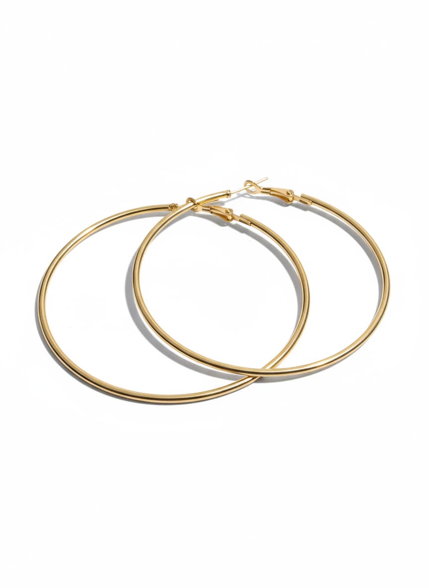 Gold Plated Brass Big Hoop Earrings