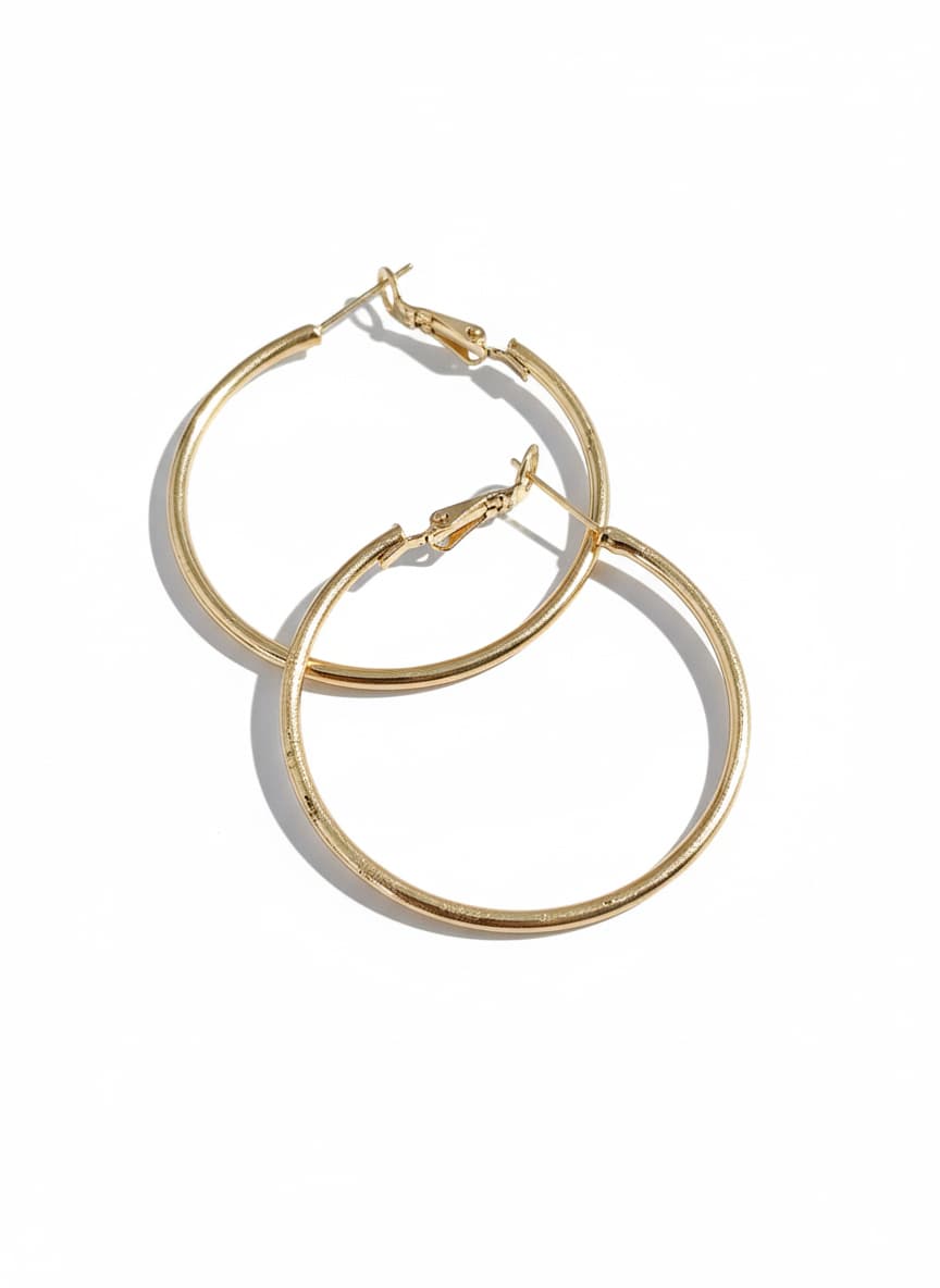 Gold Plated Brass Big Hoop Earrings