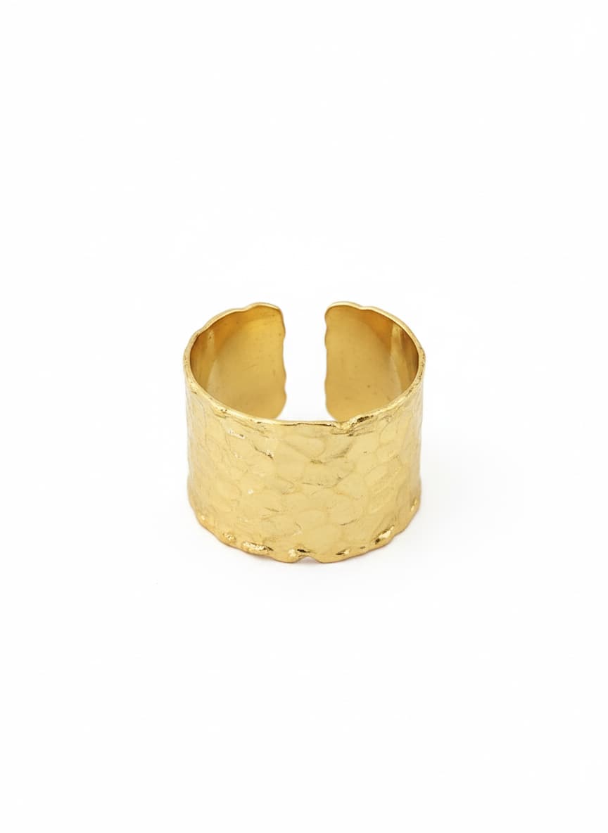 Gold plated adjustable ring on brass