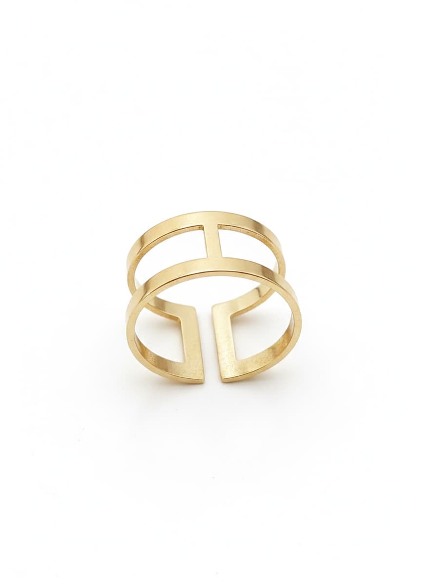 Gold plated adjustable ring on brass