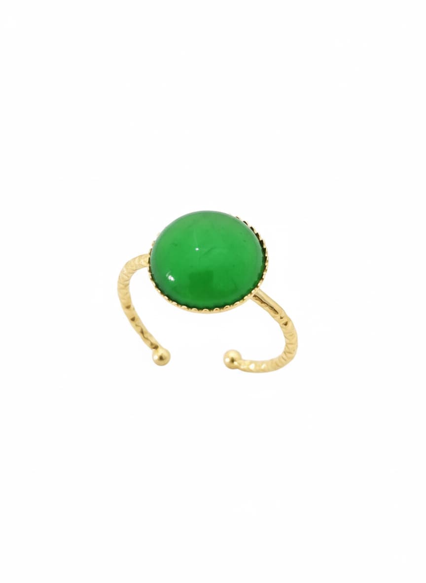 Adjustable Ring with Gold Plated Cat's Eye Stone on Brass
