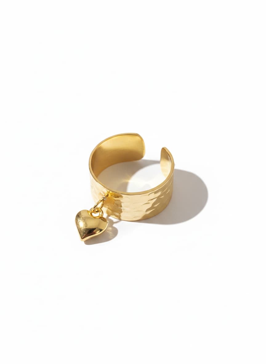 Gold Plated Brass Heart Hanging Melting Ring