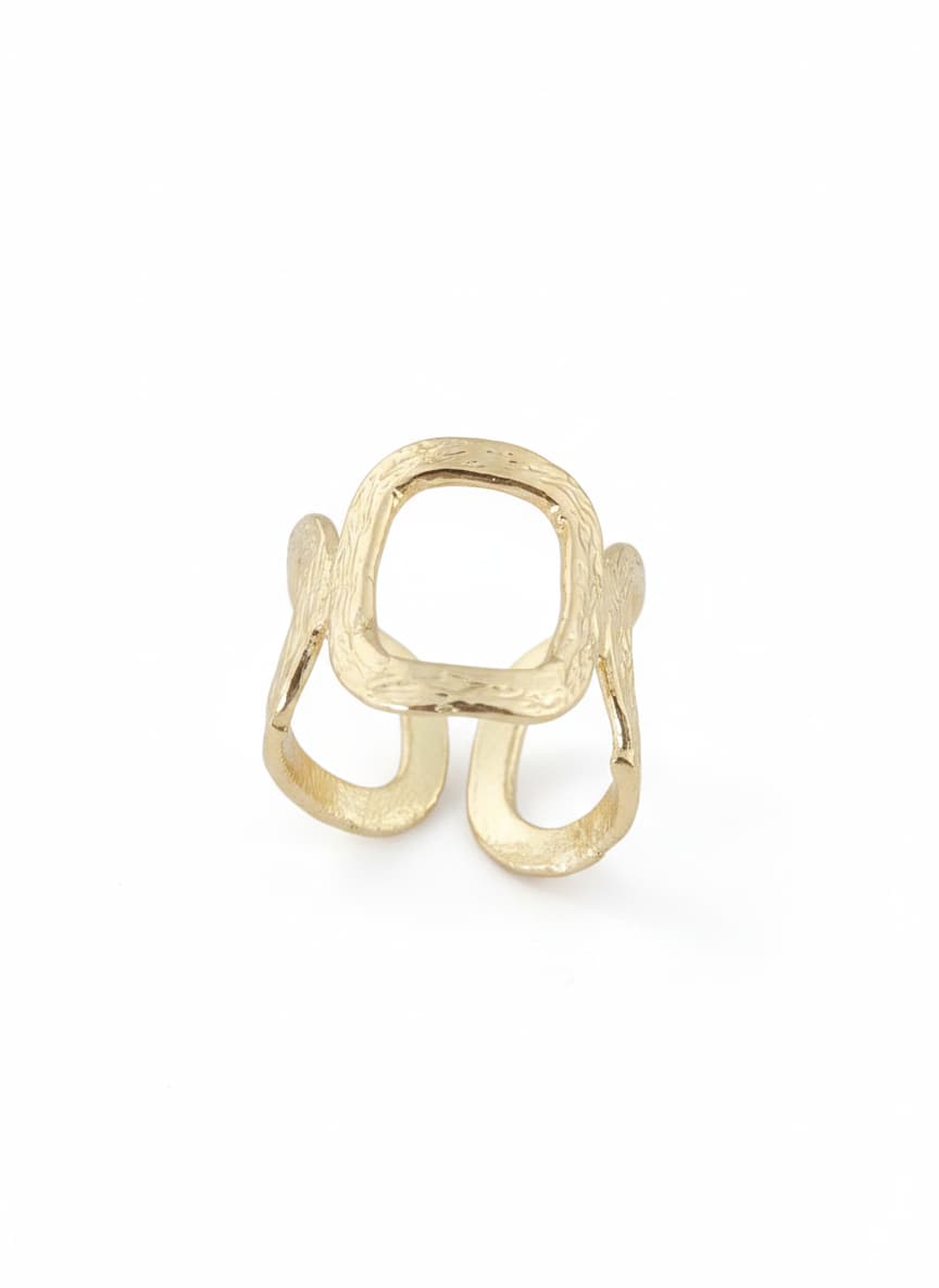 Matte Gold Plated Adjustable Spiral Ring in Brass