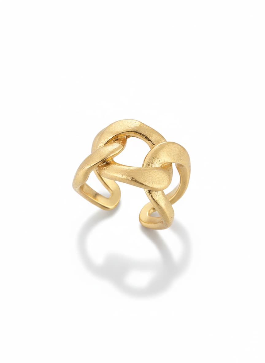 Brass over Gold Plated Chain Model Adjustable Ring