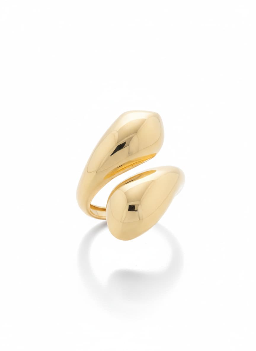 Gold Plated Drop Model Adjustable Ring on Brass