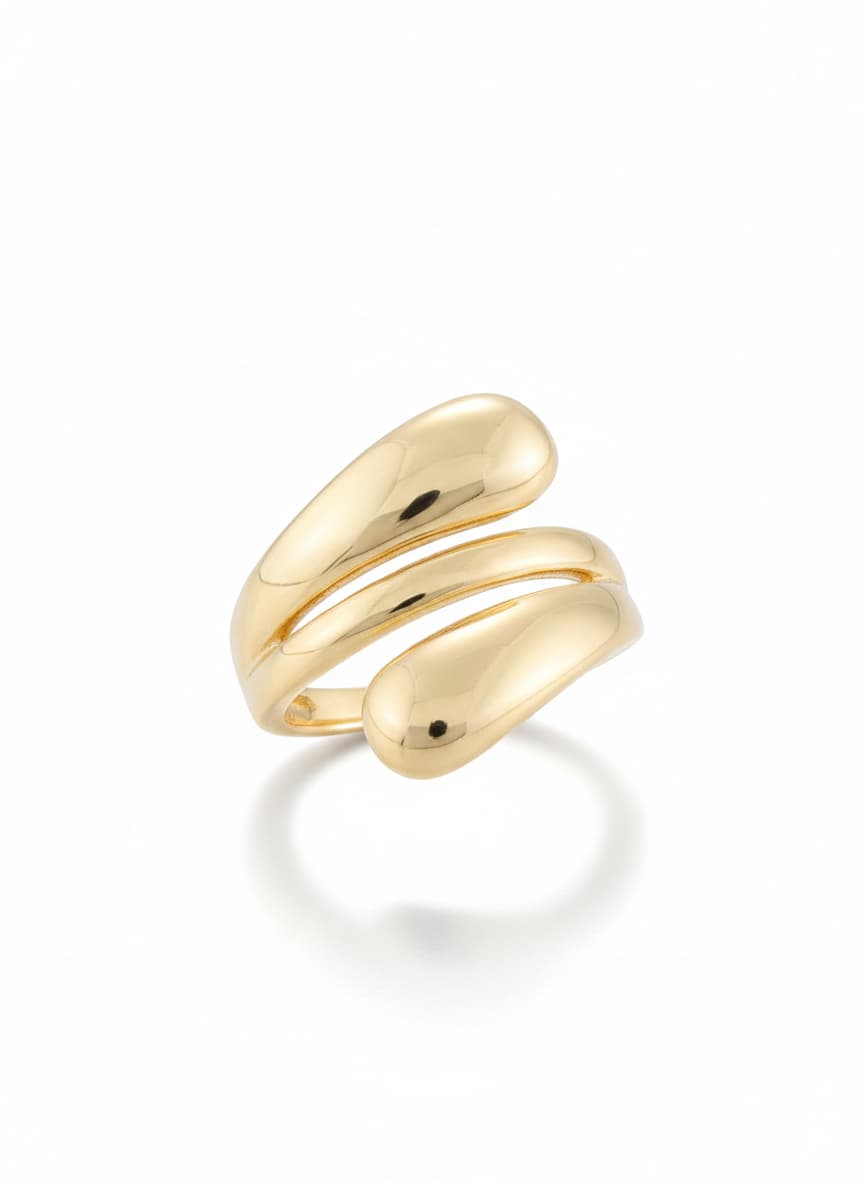 Gold Plated Drop Model Adjustable Ring on Brass