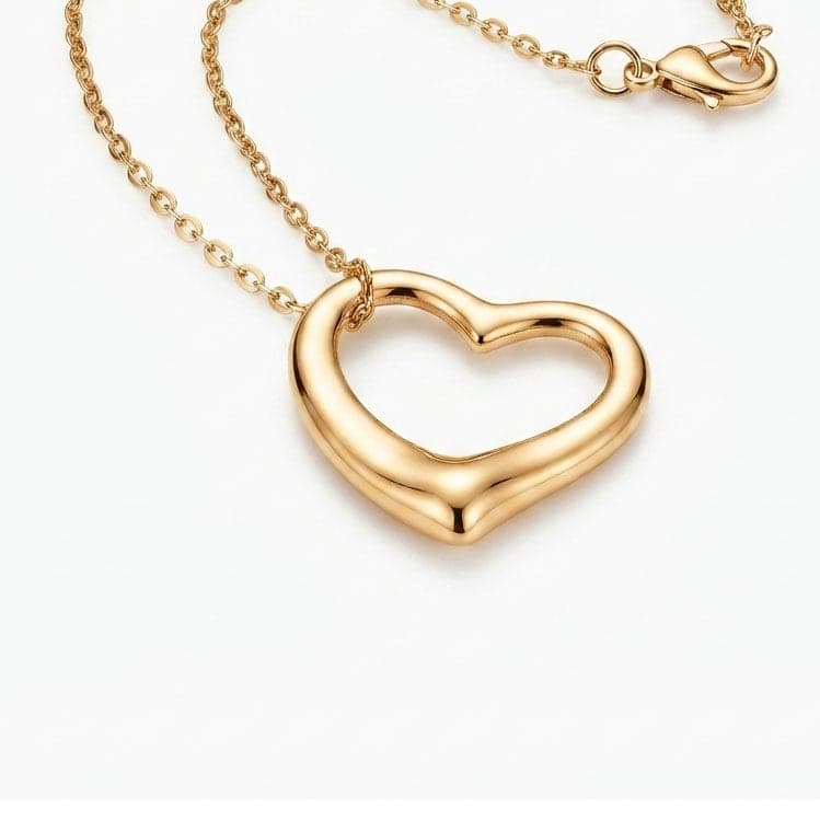 Gold Plated Brass Heart Dangle Necklace