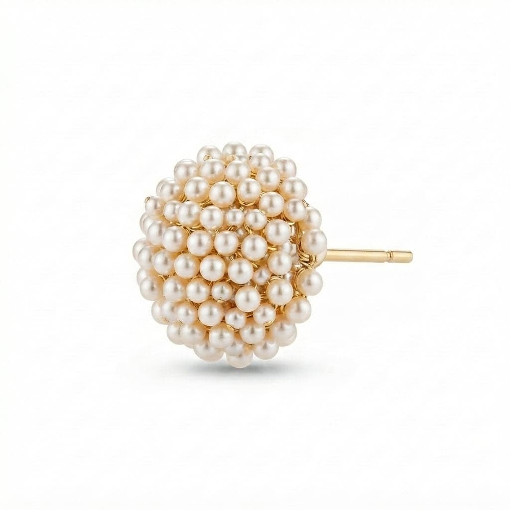 Gold Plated Plastic Pearl Earrings on Brass