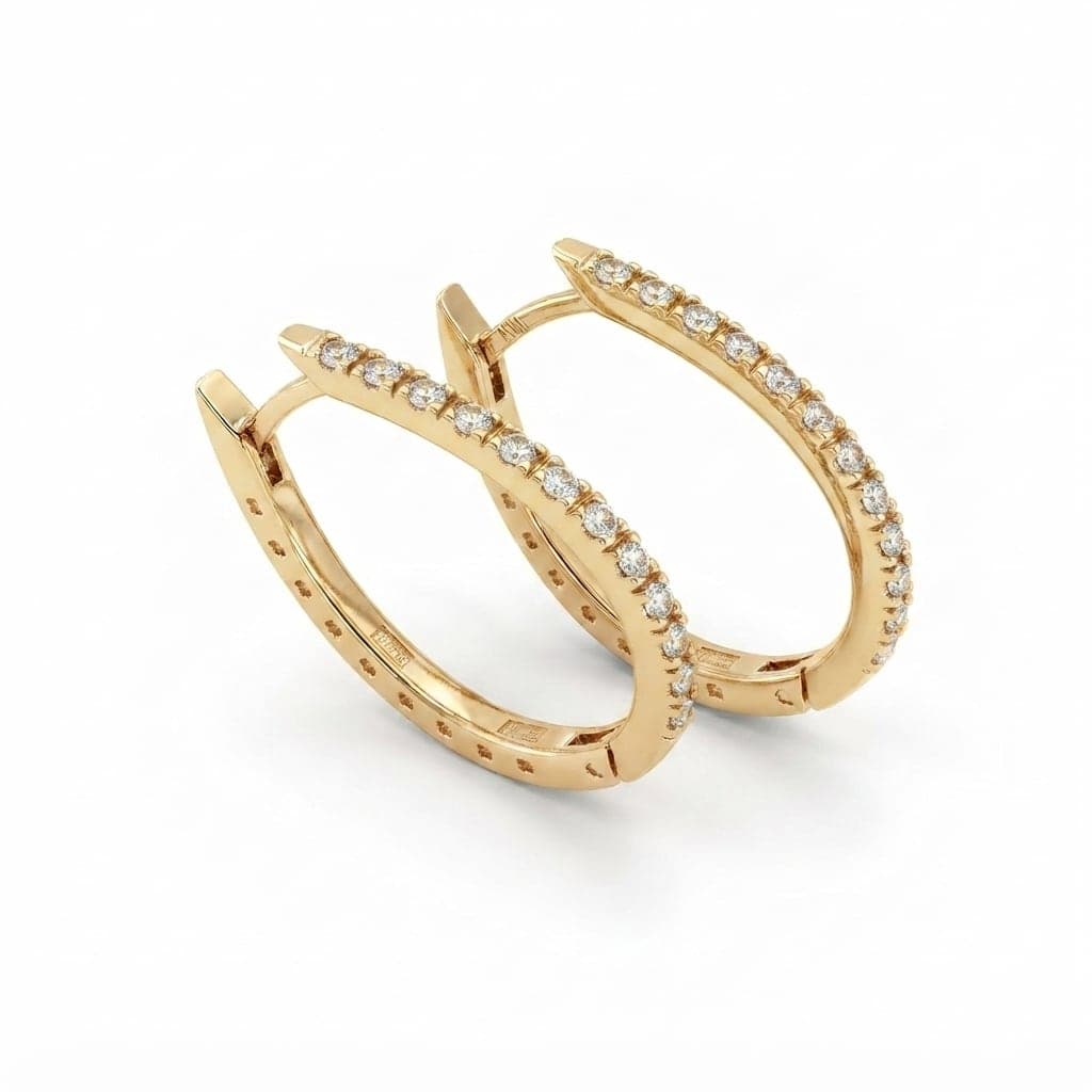Gold Plated Zircon Stone Lined Drop Earrings on Brass