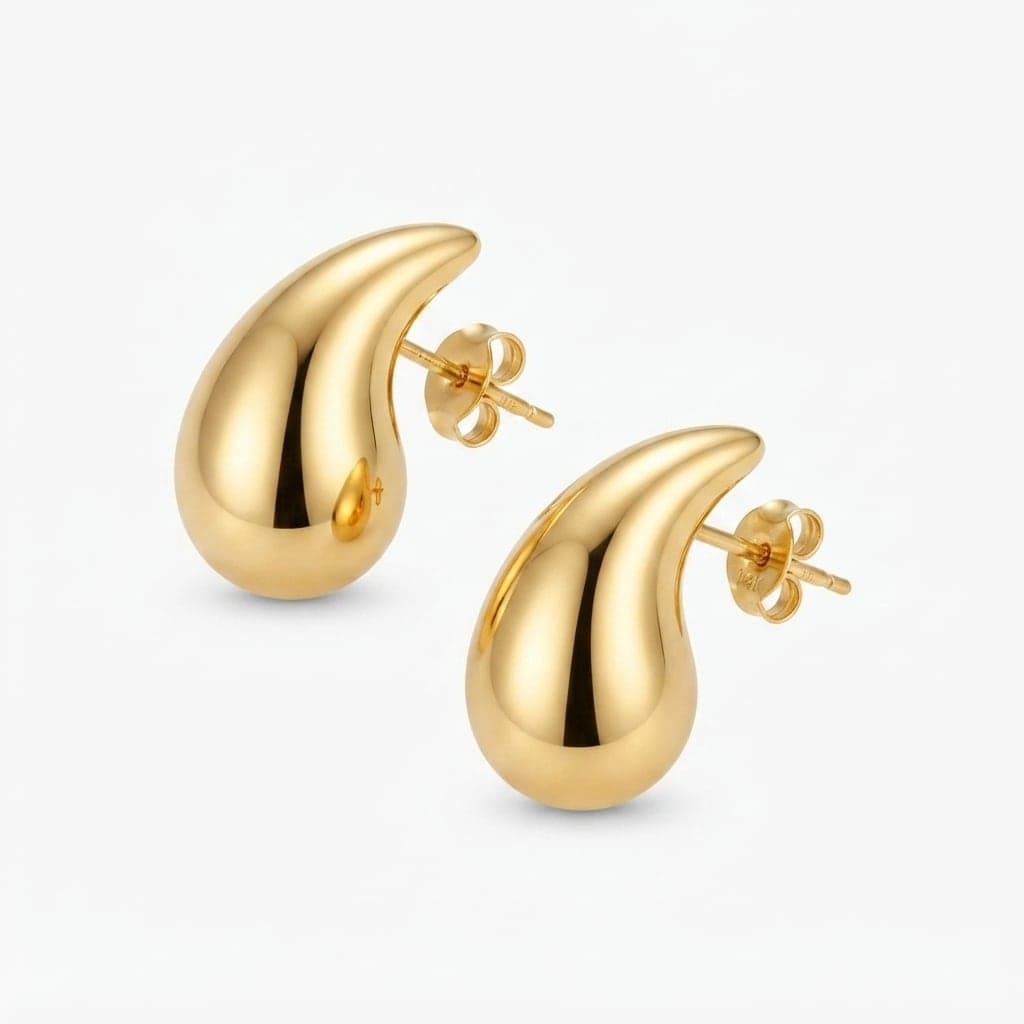 Gold Plated Italian Model Tear Drop Earrings on Brass