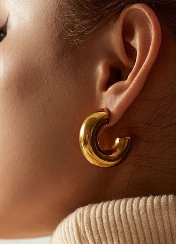 Gold Plated Snorkel Hoop Earring on Brass