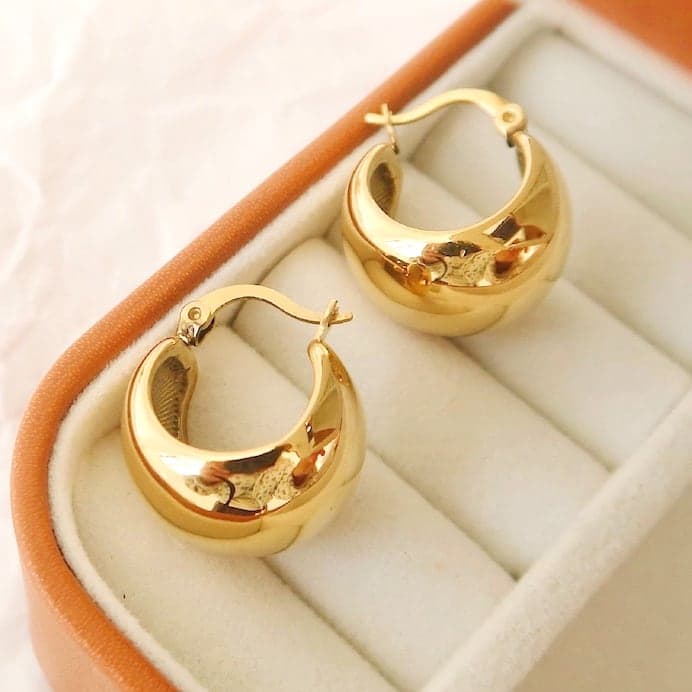 Gold Plated Hollow Ball Earrings on Brass
