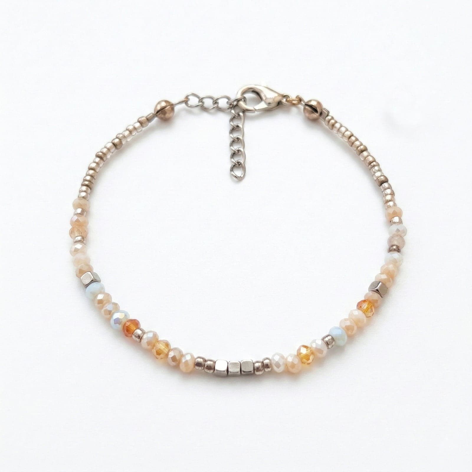 Miyuki Beaded Bracelet in White Gold Plated Brass
