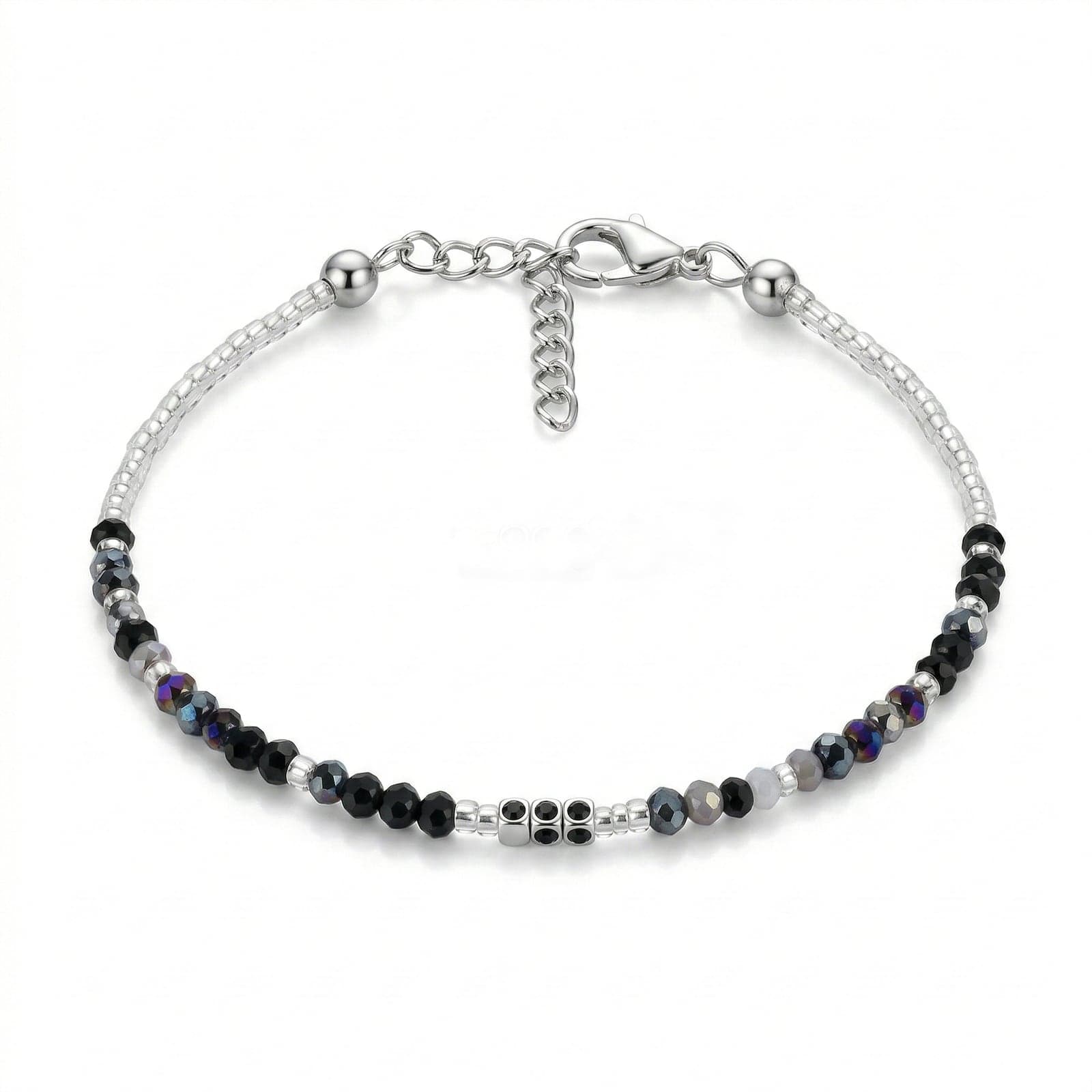 Miyuki Beaded Bracelet in White Gold Plated Brass