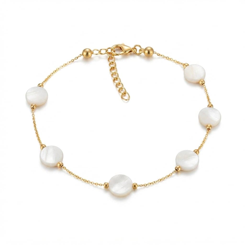 Gold Plated Brass Pearl Detailed Anklet