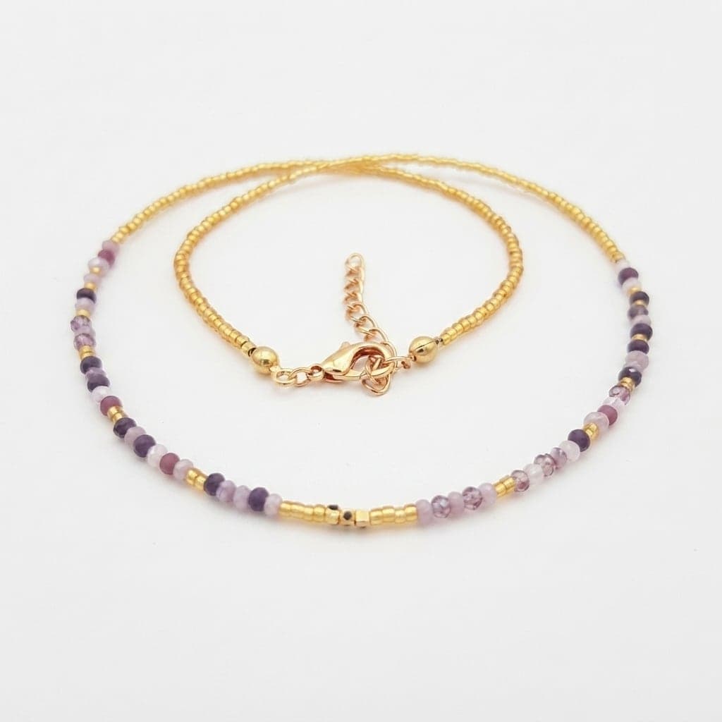 Gold Plated Brass Crystal Stone Necklace