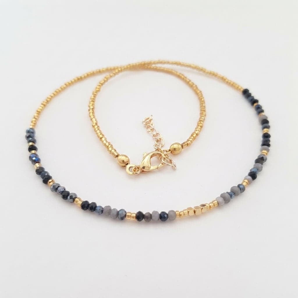 Gold Plated Brass Crystal Stone Necklace
